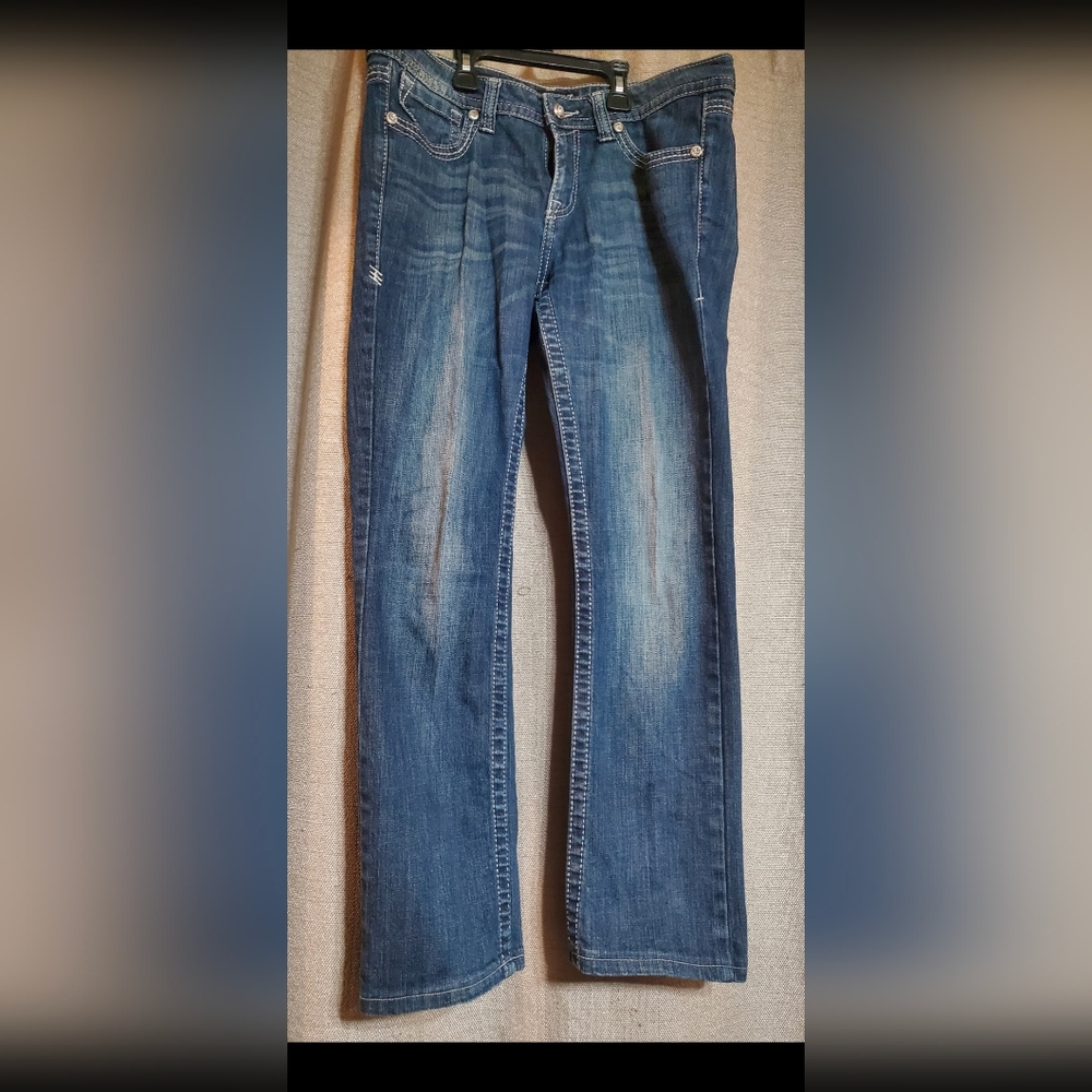 A.N.A. Dark Wash Embellished Jeweled Straight Leg Jeans sz 30/10